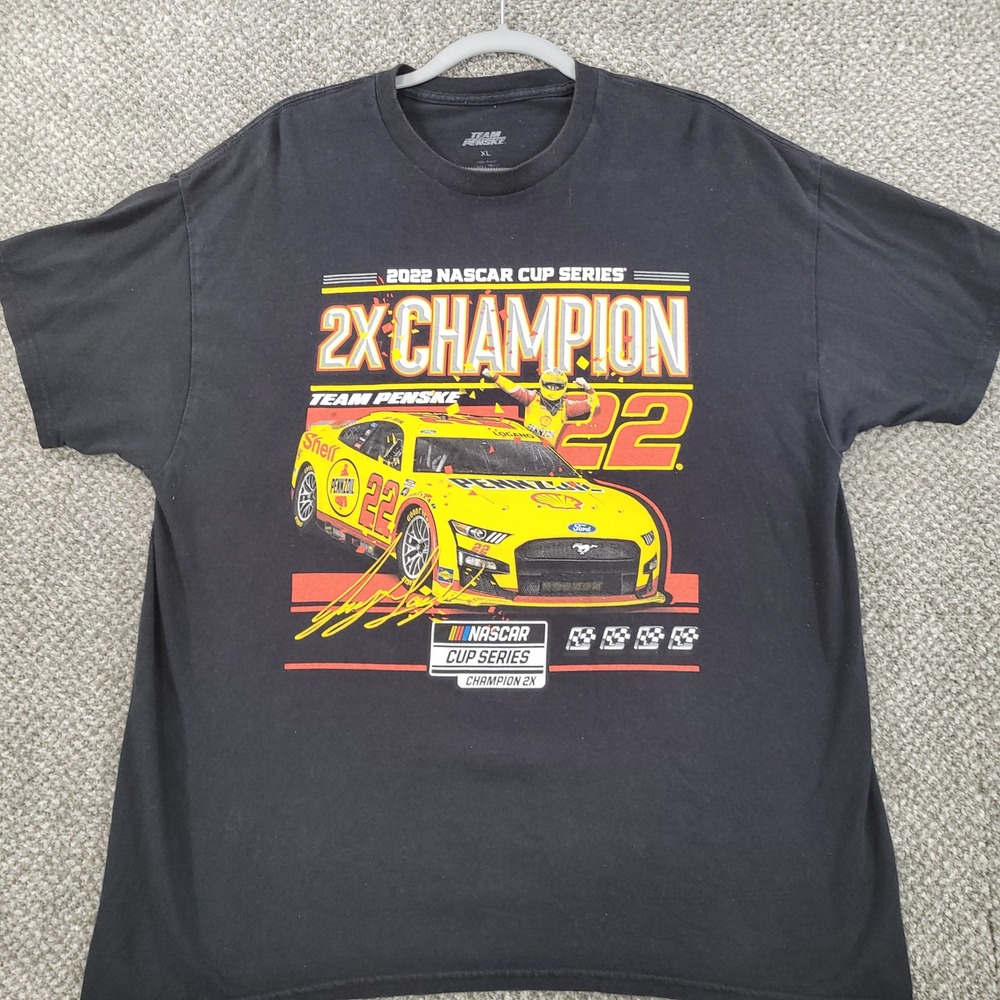 Joey Logano 2022 NASCAR Cup Series 2X Champion Team Penske Shirt Mens XL Black